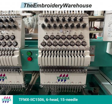 Tajima TFMX-IIC1506, 6-head, 15-needle, commercial embroidery machine