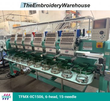 Tajima TFMX-IIC1506, 6-head, 15-needle, commercial embroidery machine