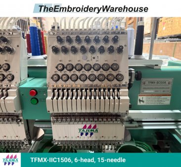 Tajima TFMX-IIC1506, 6-head, 15-needle, commercial embroidery machine