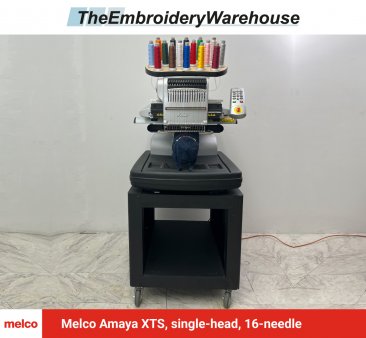 Melco Amaya XTS, single-head, 16-needle, commercial embroidery machine