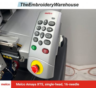 Melco Amaya XTS, single-head, 16-needle, commercial embroidery machine