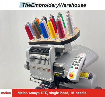 Melco Amaya XTS, single-head, 16-needle, commercial embroidery machine