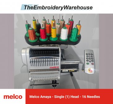 Melco EMT16, single-head, 16-needle, commercial embroidery machine