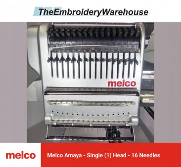Melco EMT16, single-head, 16-needle, commercial embroidery machine