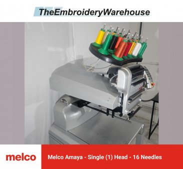 Melco EMT16, single-head, 16-needle, commercial embroidery machine