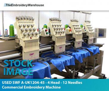 USED SWF A-UK1204-45 - 4 Head - 12 Needles - Commercial Embroidery Machine