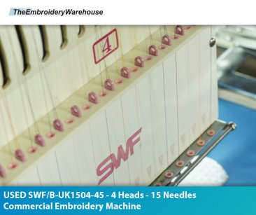 USED SWF B-UK1504-45 - 4 Heads - 15 Needles Commercial Embroidery Machine