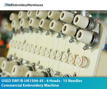 USED SWF B-UK1504-45 - 4 Heads - 15 Needles Commercial Embroidery Machine