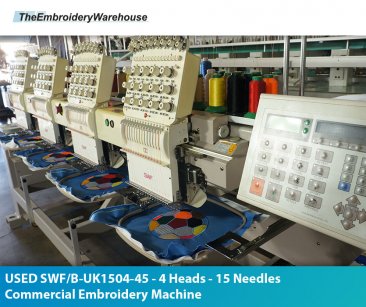 USED SWF B-UK1504-45 - 4 Heads - 15 Needles Commercial Embroidery Machine