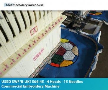 USED SWF B-UK1504-45 - 4 Heads - 15 Needles Commercial Embroidery Machine
