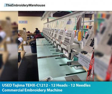 USED Tajima TEHX-C1212 - 12 Heads - 12 Needles - Commercial Embroidery Machine