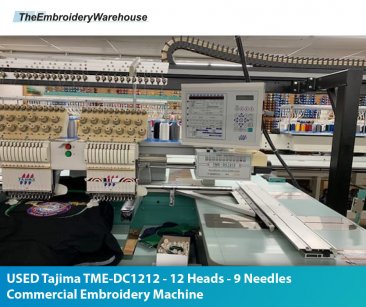 USED Tajima TME-DC1212 - 12 Heads - 12 Needles Commercial Embroidery Machine