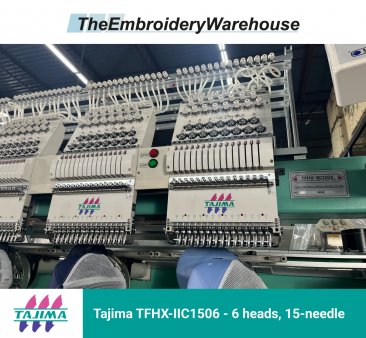 Tajima TFHX-IIC1506, 6-head, 15-needle, commercial embroidery machine