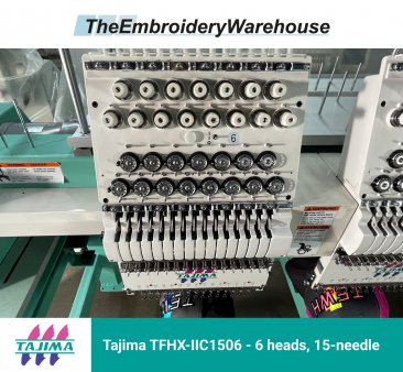 Tajima TFHX-IIC1506, 6-head, 15-needle, commercial embroidery machine