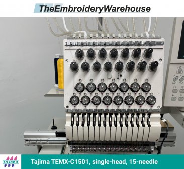 Tajima TEMX-C1501, single-head, 15-needle, commercial embroidery machine