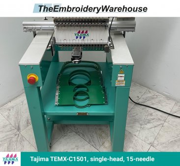 Tajima TEMX-C1501, single-head, 15-needle, commercial embroidery machine