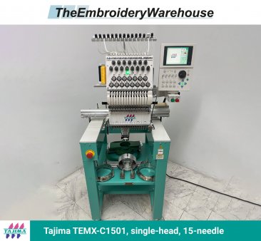 Tajima TEMX-C1501, single-head, 15-needle, commercial embroidery machine