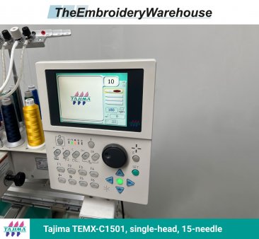 Tajima TEMX-C1501, single-head, 15-needle, commercial embroidery machine