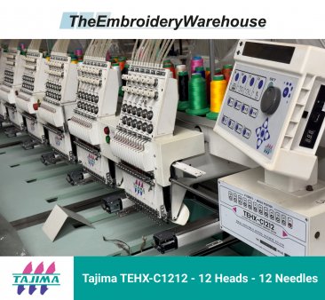 Tajima TEHX-C1212 - 12 Heads - 12 Needles - Commercial Embroidery Machine