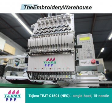 Tajima TEJT-C1501 (NEO) single-head, 15-needle, commercial embroidery machine