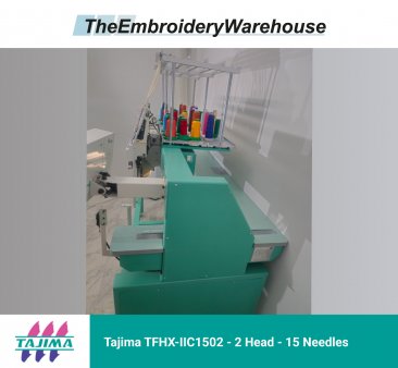 Tajima TFHX-IIC1502, 2-head, 15-needle, commercial embroidery machine