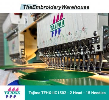 Tajima TFHX-IIC1502 - 2 Head - 15 Needles - Commercial Embroidery Machine