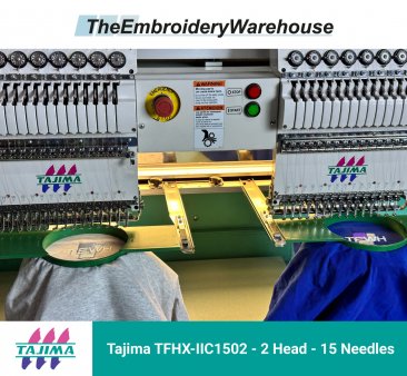 Tajima TFHX-IIC1502 - 2 Head - 15 Needles - Commercial Embroidery Machine