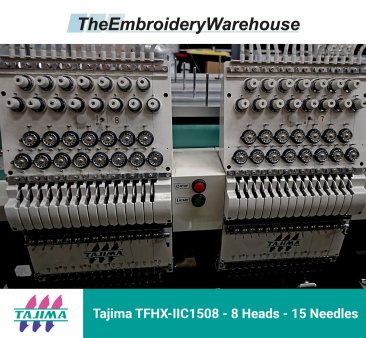 Tajima TFHX-IIC1508, 8-head, 15-needle, commercial embroidery machine
