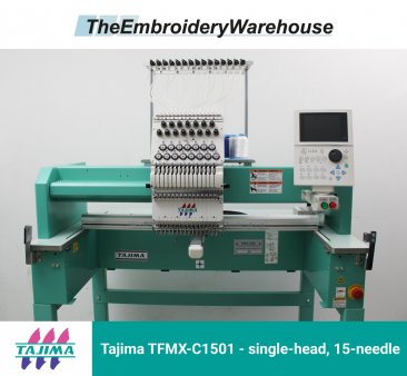 Tajima TFMX-C1501, single-head, 15-needle, commercial embroidery machine