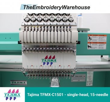 Tajima TFMX-C1501, single-head, 15-needle, commercial embroidery machine