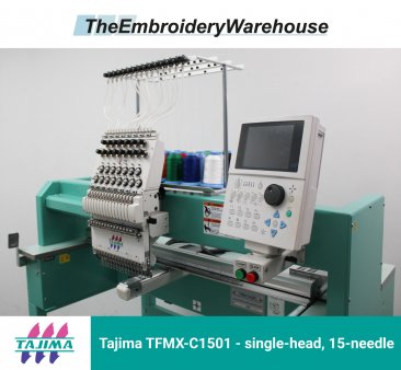 Tajima TFMX-C1501, single-head, 15-needle, commercial embroidery machine