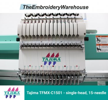 Tajima TFMX-C1501, single-head, 15-needle, commercial embroidery machine