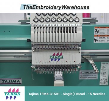 Tajima TFMX-C1501, single-head, 15-needle, commercial embroidery machine