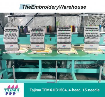 Tajima TFMX-IIC1504, 4-head, 15-needle, commercial embroidery machine