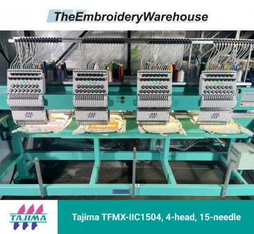 Tajima TFMX-IIC1504, 4-head, 15-needle, commercial embroidery machine