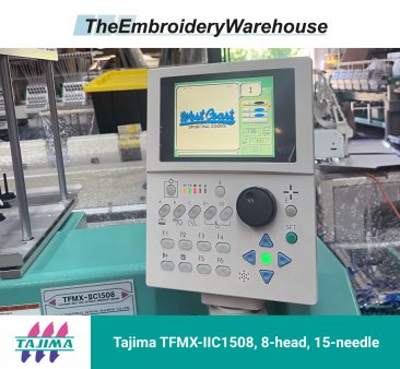 Tajima TFMX-IIC1508, 8-head, 15-needle, commercial embroidery machine