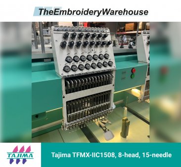 Tajima TFMX-IIC1508, 8-head, 15-needle, commercial embroidery machine