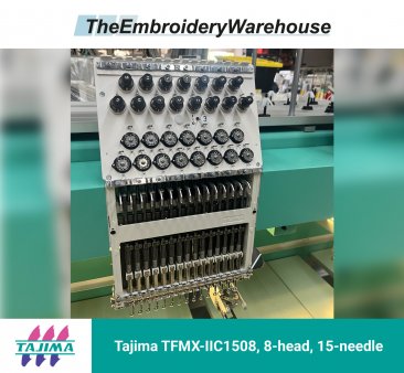 Tajima TFMX-IIC1508, 8-head, 15-needle, commercial embroidery machine