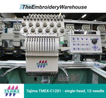 Tajima TMEX-C1201, single-head, 12-needle, commercial embroidery machine