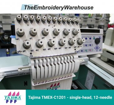 Tajima TMEX-C1201, single-head, 12-needle, commercial embroidery machine