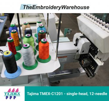 Tajima TMEX-C1201, single-head, 12-needle, commercial embroidery machine