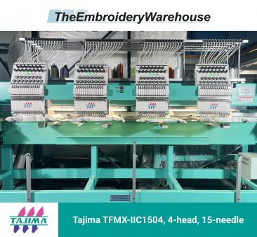 Tajima TFMX-IIC1504, 4-head, 15-needle, commercial embroidery machine