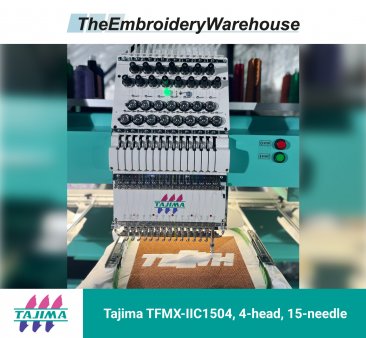 Tajima TFMX-IIC1504, 4-head, 15-needle, commercial embroidery machine