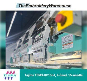 Tajima TFMX-IIC1504, 4-head, 15-needle, commercial embroidery machine
