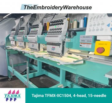 Tajima TFMX-IIC1504, 4-head, 15-needle, commercial embroidery machine