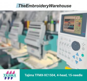 Tajima TFMX-IIC1504, 4-head, 15-needle, commercial embroidery machine
