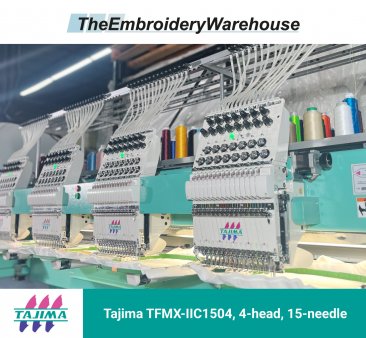 Tajima TFMX-IIC1504, 4-head, 15-needle, commercial embroidery machine