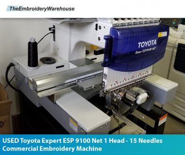 USED Toyota Expert ESP 9100 Net  1 Head - 15 Needles Commercial Embroidery Machine