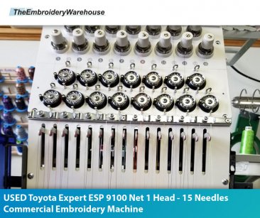 USED Toyota Expert ESP 9100 Net  1 Head - 15 Needles Commercial Embroidery Machine