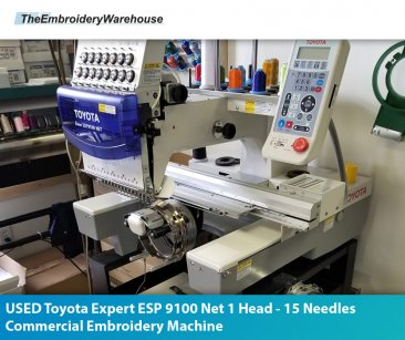 USED Toyota Expert ESP 9100 Net  1 Head - 15 Needles Commercial Embroidery Machine